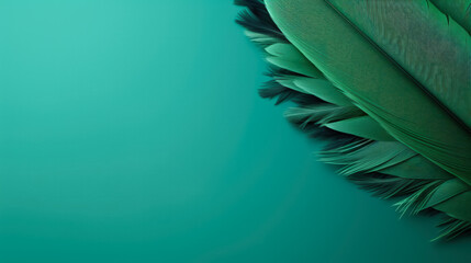 Sticker - Green feathers on a green background