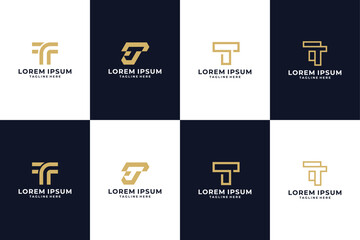Wall Mural - Creative logo of letter t with gold color