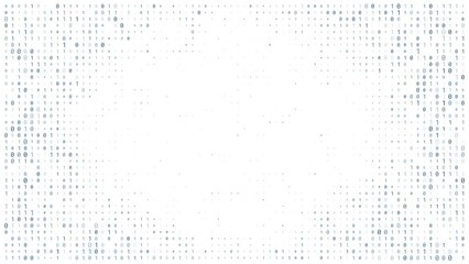 Loop animation of blue random digital data matrix of binary code numbers isolated on a white background with a text space. Seamless motion background for technology, cyberspace or big data concept