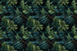 Beautiful pine branches tile, repetitive seamless fir background. Green coniferous, evergreen for Christmas, xmas, seasonal and winter card. Generative AI.
