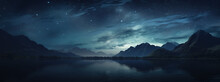 Night Sky With Clouds, Lake And Stars At Night