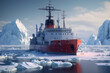 Icebreaker ship in Arctic sea