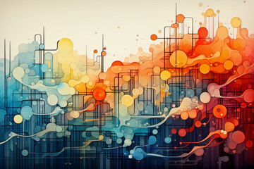 Abstract background of artificial intelligence and neural connections. Generative AI