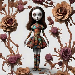 Wall Mural - Image of a creepy horror toy doll. (AI-generated fictional illustration)
