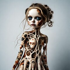 Wall Mural - Image of a creepy horror toy doll. (AI-generated fictional illustration)
