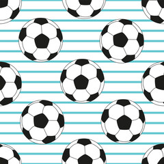 Vector seamless pattern with soccer balls in cartoon style. Football pattern design