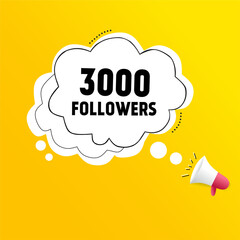 3000 followers, social sites post, celebrate of subscribers or followers and likes. Vector illustration.