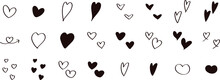 Cute Hand Drawn Heart Illustration Set On A White Background..  Vector Illustration Heart Icons.