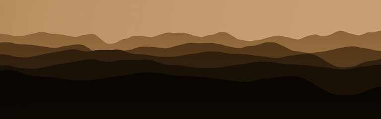 Wall Mural - amazing orange hills at time when everyone sleeps digital graphic backdrop illustration