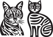 Cat cartoon outline illustration. Coloring book for children. Black and white vector drawing. 