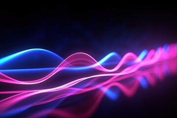 Wall Mural - abstract futuristic background with pink blue glowing neon moving high speed wave lines and bokeh lights. Data transfer concept Fantastic wallpaper,