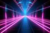 Fototapeta Perspektywa 3d - abstract futuristic background with pink blue glowing neon moving high speed wave lines and bokeh lights. Data transfer concept Fantastic wallpaper,