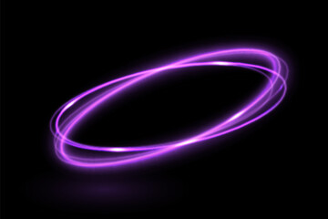 Wall Mural - neon swirl. curved purple line light effect. purple portal or energy tunnel