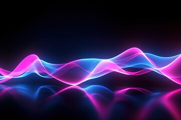 Wall Mural - abstract futuristic background with pink blue glowing neon moving high speed wave lines and bokeh lights. Data transfer concept Fantastic wallpaper,