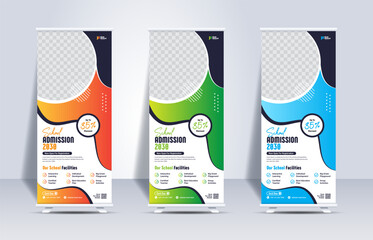 Wall Mural - school admission roll-up stand banner template design