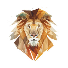Wall Mural - lion logo design. abstract colorful polygon lion head. calm lion with teeth.
