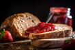 slice of bread with strawberry jam. Generative ai