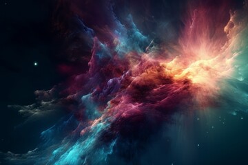 background with space, Colorful Nebula with Light Particles, Soft Edges, and Atmospheric Effects, Infused with Stimwave and Celestialpunk Vibes