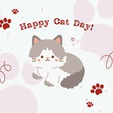 Fototapeta Dinusie - Happy Cat Day Banner
