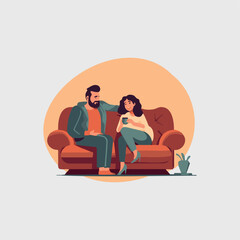 couple sitting on sofa enjoying