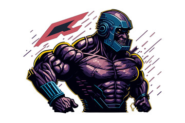 vector t-shirt art of a muscle man