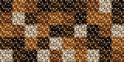 Leinwandbilder - Coffee mosaic tiles. Vector pattern from brown tiles for a seamless pattern. For print, seamless interior, wallpaper pattern.