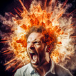 Wütender Mann explodiert vor Ärger. Generative AI