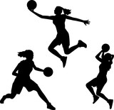 Fototapeta Pokój dzieciecy - Women's basketball black silhouette basketball player vector graphic