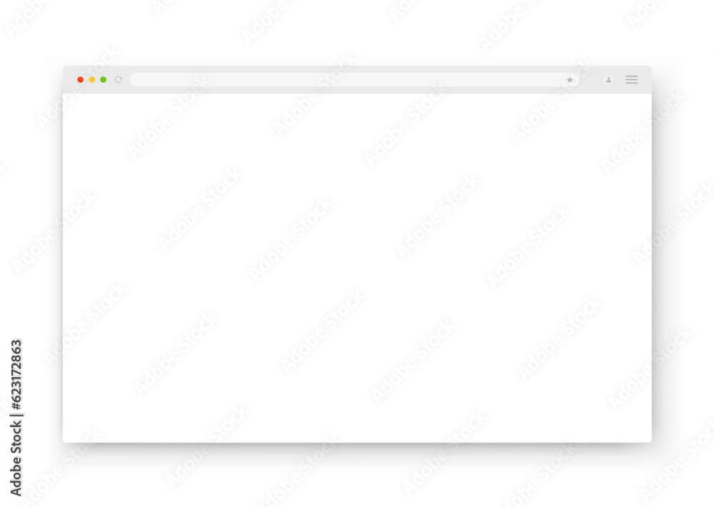 Web browser window design in white on a light background. An empty ...