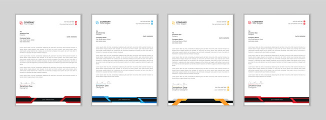 Wall Mural - clean and professional corporate company business letterhead template design with color variation bu