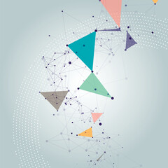 Aufkleber - Abstract pattern on colorful backdrop. Global communication network. Business network concept. Vector line illustration and technology cover