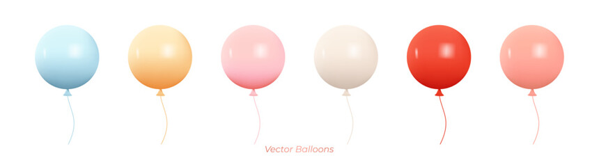 set of round helium balloons in soft pastel colors. collection of ballons of round shapes, matte and