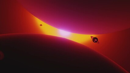 Wall Mural - slow motion space flight animated background. glowing neon, warm, red, purple colors. 3d animation. 
