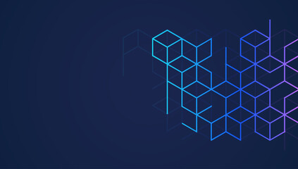 Wall Mural - abstract geometric background with isometric digital blocks. blockchain concept and modern technolog
