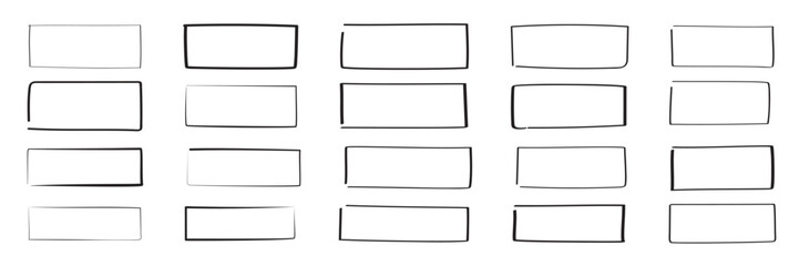 Wall Mural - Set of hand drawn rectangle. Text box and frames. Vector illustration.