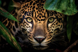 Close-up of beautiful jaguar in the jungle. Amazing Wildlife. Generative Ai