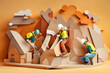 men working construction paper art style ai generated