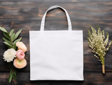Blank White Tote Bag Mock Up, Top View 