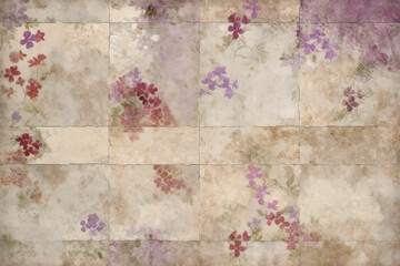 Vintage flowers background. Old paper texture. Ai generated