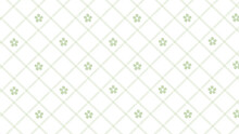 Diagonal Green Checked Pattern And Flowers On The White Background