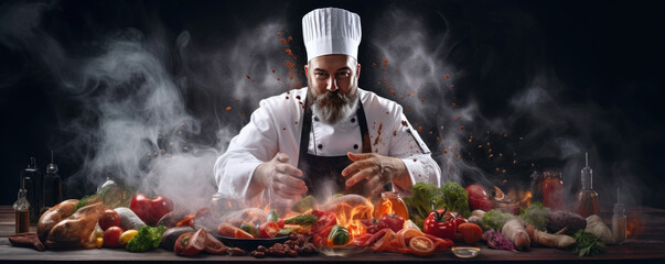 magic chef ready for cooking, wide banner