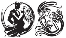 Dance Couple Vector Illustration Silhouette