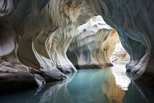 Image Of The Marble Caves In Chile, Realism, Ai Generated