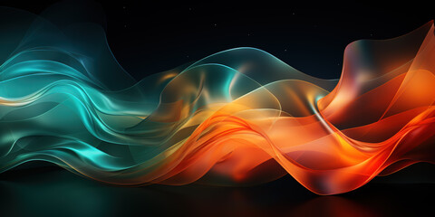 Green orange on black Background. Abstract orange green background