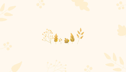 Gold Autumn leaves Background. Frame for text with luxury design