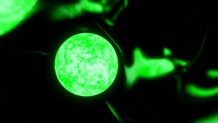 Wall Mural - glowing 3d ball of energy with radiations. design. glowing energy ball with thermal energy and radia