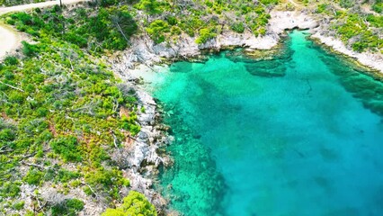 Sticker - Cape Amarandos aerial view in Skopelos, Greece