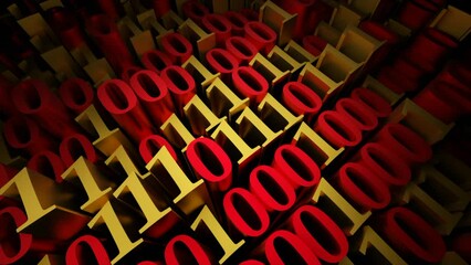 Wall Mural - background of moving 3d digits of matrix code. design. extendable 3d numbers on black background. 3d