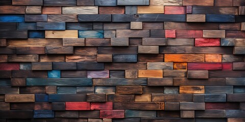 Wall Mural - AI Generated. AI Generative. Wood brick blosk simple wooden elements. Geometric abstract pattern texture background pallette. Graphic Art