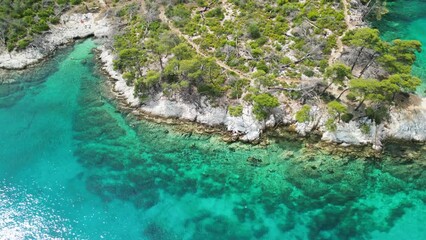 Wall Mural - Cape Amarandos aerial view in Skopelos, Greece